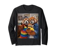 Red Panda Two Moms Life Selfie Mother's Day Queer Mom Pride Long Sleeve T-Shirt