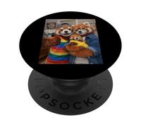 Red Panda Two Moms Life Selfie Mother's Day Queer Mom Pride PopSockets Adhesive PopGrip