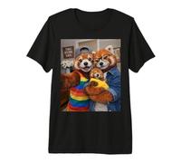 Red Panda Two Moms Life Selfie Mother's Day Queer Mom Pride Premium T-Shirt