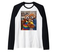 Red Panda Two Moms Life Selfie Mother's Day Queer Mom Pride Raglan Baseball Tee