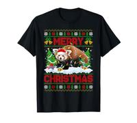 Red Panda Ugly Xmas Sweater Funny Animal Lights Christmas T-Shirt