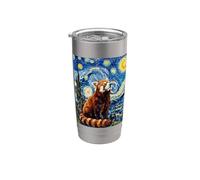 Red Panda Van Gogh Starry Night Inspired Art Stainless Steel Insulated Tumbler