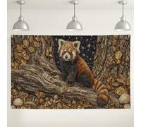 Red Panda Wall Backdrop, Nature Inspired Rustic Forest Design for Photography Decor, Woodland Animal Party Background for Baby Shower Autumn Events 71x43 Inch