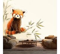 Red Panda Wallpaper, Cute Animal Bamboo Leaves Wallpaper for Living Room, Bedroom, Non-Woven Decor Wall Paper, Photo Dining Room, Hallway, Lounge, Mural Large 3D Home Decor 350 x 256 cm ty41