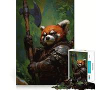 Red Panda Warrior with Axe 1000 Piece Jigsaw Puzzles for Adults Teenagers Recall Build Slow Enjoy Exact Cut Art Collectible (50x75cm)