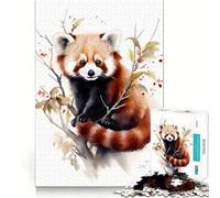 Red Panda Watercolor 1000 Piece Jigsaw Puzzle for Teenagers Strong Logic Toy Serene Time Clear Edge Creative Gift (38x52cm)