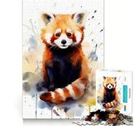 Red Panda Watercolor 1000 Piece Jigsaw Puzzles for Teenagers Jigsaw Think Toy Together Fun Sharp Cut Art Collectible (38x52cm)