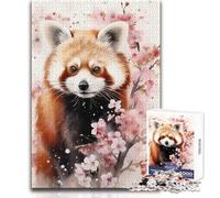 Red Panda Watercolor 1000 Piece Teenager Puzzles Logical Fun Educational Activity Unique Gift with Warm Sentiment Size 38x26cm