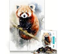 Red Panda Watercolor 1000 Teenager Pieces Jigsaw Puzzle Memory Boost Calm Escape Pattern Assembly Warm Surprise (50x75cm)