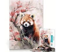 Red Panda Watercolor 1000 Teenager Pieces Jigsaw Puzzle Memory Boost Calm Escape Pattern Assembly Warm Surprise (38x52cm)
