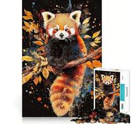 Red Panda Watercolor Art Jigsaw Puzzles 1000 Pieces for Adults Strengthen Memory Group Joy Clean Edge Stylish Gift (38x52cm)