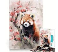 Red Panda Watercolor Hard Jigsaw Puzzle for Adults 1000 Pieces Fine Logic Toy Calm Fun Neat Edge Thoughtful Gift (50x75cm)