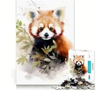 Red Panda Watercolor Jigsaw Puzzles for Teenagers 1000 Piece Boost Memory Serene Time Premium Cut Birthday Gift (38x26cm)