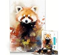 Red Panda Watercolor Jigsaw Puzzles for Teenagers 1000 Piece Mind Challenge Toy Relaxing Fun Precise Cut Festive Gift (38x52cm)
