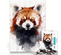 Red Panda Watercolor Portrait Jigsaw Puzzles for Teenagers 1000 Piece Boost Memory Serene Time Premium Cut Birthday Gift (38x26cm)