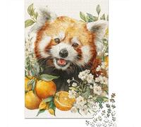 Red Panda with Oranges Jigsaw Puzzles Puzzle for Adults Kids. 1000 Piece Whimsical Challenge Toy Educational Game Home Decoration for Adults& Kids Age 14 Years Up 38x26cm/1000pcs