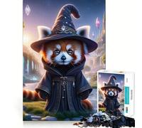 Red Panda Wizard Magic Jigsaw Puzzle 1000 Piece for Adults Intellect Toy Soothing Fun Precise Cut (50x75cm)