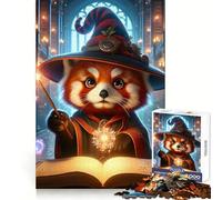 Red Panda Wizard Magic Jigsaw Puzzle for Teenagers 1000 Pieces Mind Skill Toy Gentle Leisure Design Assembly Premium Gift (50x75cm)