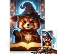 Red Panda Wizard Magic Jigsaw Puzzle for Teenagers 1000 Pieces Mind Skill Toy Gentle Leisure Design Assembly Premium Gift (50x75cm)