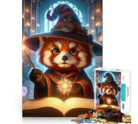 Red Panda Wizard Magic Jigsaw Puzzles for Adults1000 Pieces Mind Skill Toy Quiet Hobby Design Assembly (38x52cm)