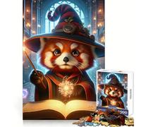 Red Panda Wizard Magic Jigsaw Puzzles for Adults1000 Pieces Mind Skill Toy Quiet Hobby Design Assembly (38x52cm)