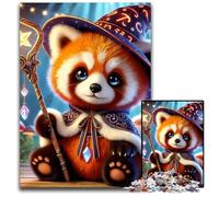 Red Panda Wizard MagicPuzzles for 1000 Piece Paper Jigsaw Challenging Brain Teaser for Teenagers Family Game Night Fun 1000 PCS(38x26cm)
