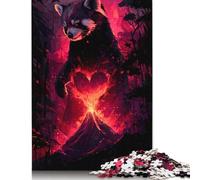 Red Panda Wooden Jigsaw Puzzles for Adults Fun 300 Piece Education Game Toy Intellectual Game Home Decoration Stress Relief Relaxation And Intelligence 300pcs (40x28cm)