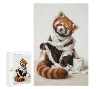 Red Panda Wrapped in Toilet Paper Decorative Wooden Puzzle, 1000 PCS - Year-End Present, for Screen-Free Relaxation at Home