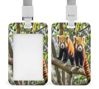 Red Pandas Badge Holder Waterproof Plastic ID Card Badge Holders with Lanyard Vertical Card Case Protector Pouch Clear Window Work Badges for Women Men