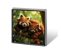 Red Pandas Brooch Pins for Men Women Square Badge Collar Lapel Pins for Dress Jacket Accessories