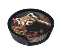 Red Pandas Coasters For Drinks Set Of 6 Leather Tea Cup Coaster Drink Coasters For Cup Kitchen Bar Home Decor Housewarming Gift