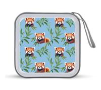 Red Pandas Cute Pattern Printed CD Case Hard Plastic Protective DVD Storage Binder Bag for Home Office