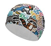 Red Pandas Doodle Swim Cap High Elasticity Anti Slip Waterproof Comfortable Swim Hat Bathing Cap for Men Women