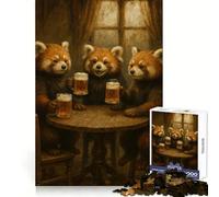 Red Pandas Drinking Beer at Pub Jigsaw Puzzles for Teenagers 1000 Piece Thought Toy Calm Escape Precise Edge Amazing Present (50x75cm)