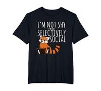 Red Pandas Lover Introvert Selectively Social T-Shirt, Men's Big and Tall, Black, 6X Tall