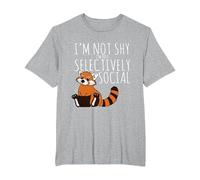 Red Pandas Lover Introvert Selectively Social T-Shirt, Men's Big and Tall, Heather Grey, 2X Tall