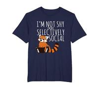 Red Pandas Lover Introvert Selectively Social T-Shirt, Men's Big and Tall, Navy Blue, 2X Tall
