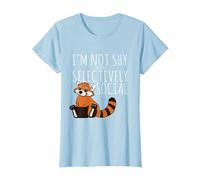 Red Pandas Lover Introvert Selectively Social T-Shirt, Women, Baby Blue, X-Small