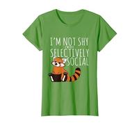 Red Pandas Lover Introvert Selectively Social T-Shirt, Women, Grass Green, X-Large