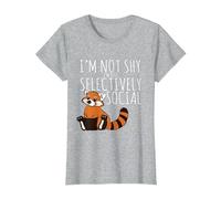 Red Pandas Lover Introvert Selectively Social T-Shirt, Women, Heather Grey, X-Small