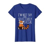 Red Pandas Lover Introvert Selectively Social T-Shirt, Women, Royal Blue, X-Small