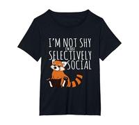 Red Pandas Lover Introvert Selectively Social T-Shirt, Women's Plus, Black, 6X