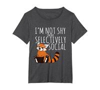 Red Pandas Lover Introvert Selectively Social T-Shirt, Women's Plus, Dark Heather Grey, 2X