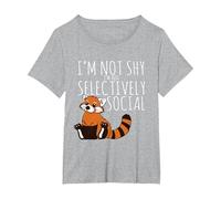 Red Pandas Lover Introvert Selectively Social T-Shirt, Women's Plus, Heather Grey, 2X