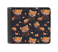 Red Pandas Pattern Bi-fold Men's Wallets with 6 Card Slots Slim Travel Purse Leather Money Clip