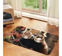Red Pandas Pet Feeding Mat Absorbent Pu Leather Dog Cat Food Mats Contain Spills Protects Floors, Anti-Slip Rubber Backing Dog Bowl Mats Easy Clean Pet Placemats 30x45cm