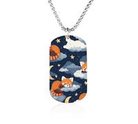Red Pandas Sleeping on Clouds Couples Memorial Necklaces for Women Men Square Titanium Steel Chains Pendant Jewelry Gift