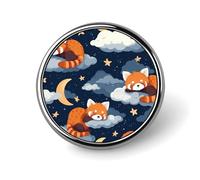 Red Pandas Sleeping on Clouds Round Enamel Brooch Pin Button Badges Decoration Hat Clothing Bag Accessories Gift Crafts
