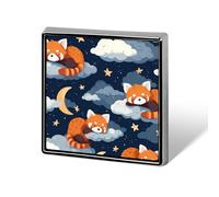 Red Pandas Sleeping on Clouds Square Enamel Brooch Pin Button Badges Decoration Hat Clothing Bag Accessories Gift Crafts