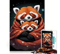 Red Pandas Snuggled in Star Blanket 1000 Pieces Jigsaws Adults Puzzles Gifts Mind Challenge Toy Easy Leisure Precise Cut (38x52cm)